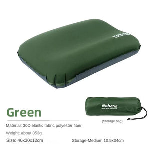 Dark Green Automatic Inflatable 3D Outdoor Sponge Pillow Portable Camping Travel Neck Cushion Comfortable Air Mattress F