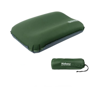 Dark Green Automatic Inflatable 3D Outdoor Sponge Pillow Portable Camping Travel Neck Cushion Comfortable Air Mattress F