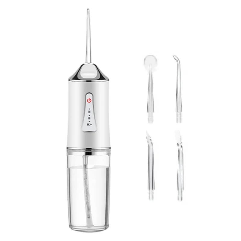 White Electric Portable Water Flosser Smart 4 Head Oral Irrigation Teeth Cleaner Pulse Cleaning For Home Use