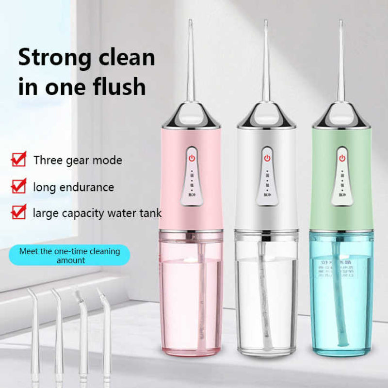 White Electric Portable Water Flosser Smart 4 Head Oral Irrigation Teeth Cleaner Pulse Cleaning For Home Use