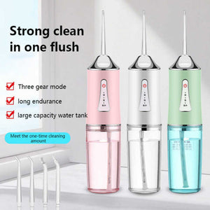 White Electric Portable Water Flosser Smart 4 Head Oral Irrigation Teeth Cleaner Pulse Cleaning For Home Use