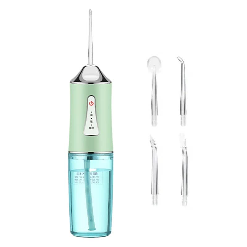 Green Electric Portable Water Flosser Smart 4 Head Oral Irrigation Teeth Cleaner Pulse Cleaning For Home Use