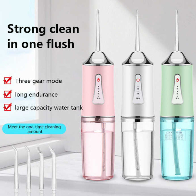 Green Electric Portable Water Flosser Smart 4 Head Oral Irrigation Teeth Cleaner Pulse Cleaning For Home Use