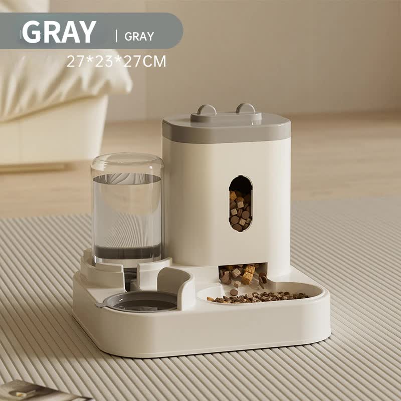 Grey Automatic Pet Feeder And Water Dispenser Smart Dog Bowl & Cat Universal Feeding Station Electric Fountain