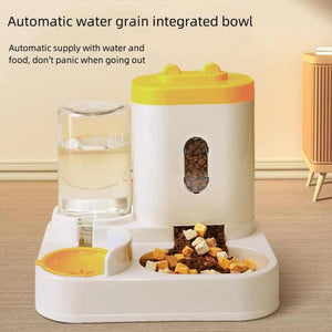 Grey Automatic Pet Feeder And Water Dispenser Smart Dog Bowl & Cat Universal Feeding Station Electric Fountain