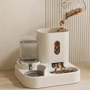 Grey Automatic Pet Feeder And Water Dispenser Smart Dog Bowl & Cat Universal Feeding Station Electric Fountain