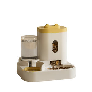 Yellow Automatic Pet Feeder And Water Dispenser Smart Dog Bowl & Cat Universal Feeding Station Electric Fountain