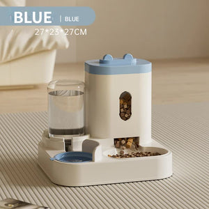 Blue Automatic Pet Feeder And Water Dispenser Smart Dog Bowl & Cat Universal Feeding Station Electric Fountain