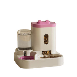 Pink Automatic Pet Feeder And Water Dispenser Smart Dog Bowl & Cat Universal Feeding Station Electric Fountain