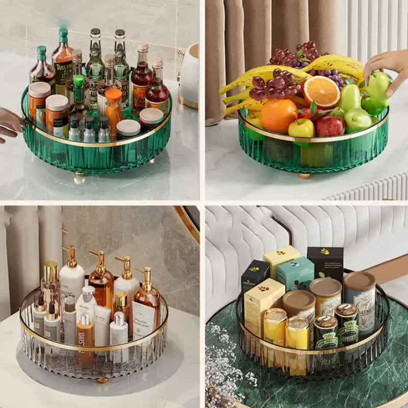 Transparent Luxury Rotating Storage Rack Tray Spice Organizer & Condiment Holder For Kitchen And Living Room