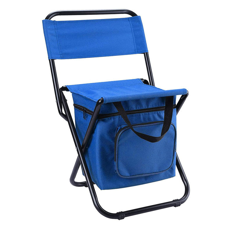 Blue Portable 3 In 1 Folding Camping Chair With Storage Bag Backrest And Insulated Cooler For Outdoor Fishing Hiking Pic