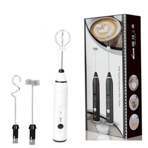 White 304 Stainless Steel Handheld Electric Milk Frother Egg Beater Paint Mixer And Powder Whisk