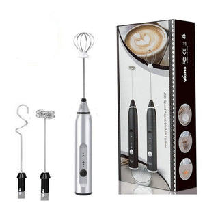 Silver 304 Stainless Steel Handheld Electric Milk Frother Egg Beater Paint Mixer And Powder Whisk