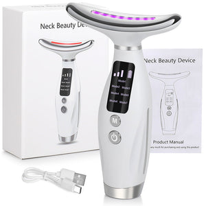 7 Color Led Neck Massager With Heat Therapy Modes Usb Rechargeable Beauty Device