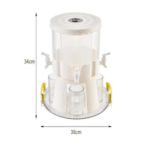 Water Bottle + 4 Cups Large Capacity Rotating Beverage Dispenser With Faucet Multi Compartment Refrigerator Jug For Juic