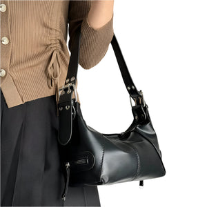 Black Trendy Punk Shoulder Bag Small Retro Handbag With Sweet Cool Aesthetic Versatile Underarm