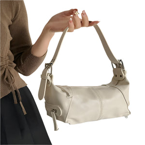 White Trendy Punk Shoulder Bag Small Retro Handbag With Sweet Cool Aesthetic Versatile Underarm