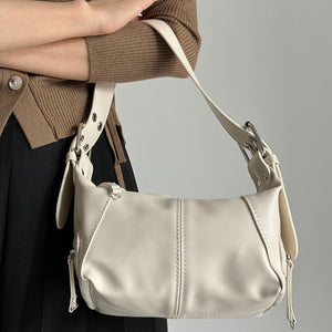 White Trendy Punk Shoulder Bag Small Retro Handbag With Sweet Cool Aesthetic Versatile Underarm