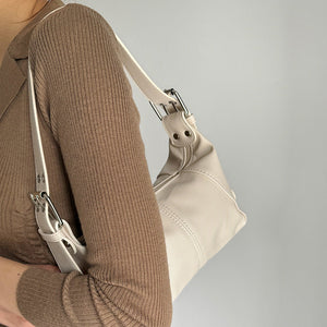 White Trendy Punk Shoulder Bag Small Retro Handbag With Sweet Cool Aesthetic Versatile Underarm