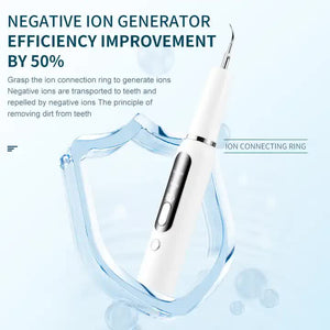 White Portable Ultrasonic Dental Cleaner Home Use Plaque Remover Sonic Tooth Stain & Tartar Cleaning Tool