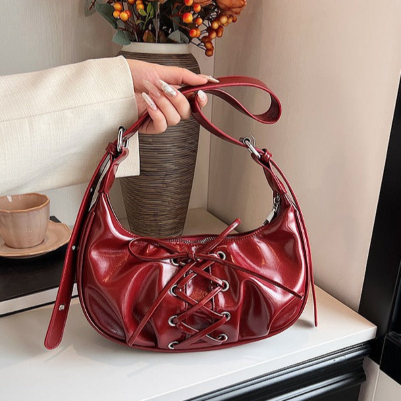 Red Elegant Bowknot Design Shoulder Bag Chic Underarm Dumpling For Trendy Looks