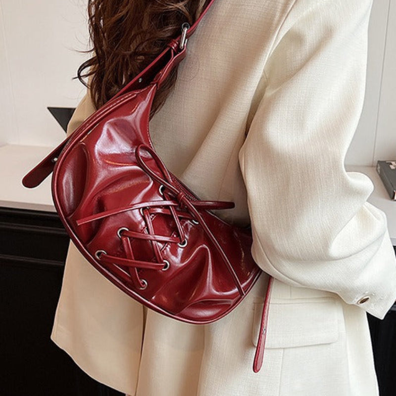 Red Elegant Bowknot Design Shoulder Bag Chic Underarm Dumpling For Trendy Looks