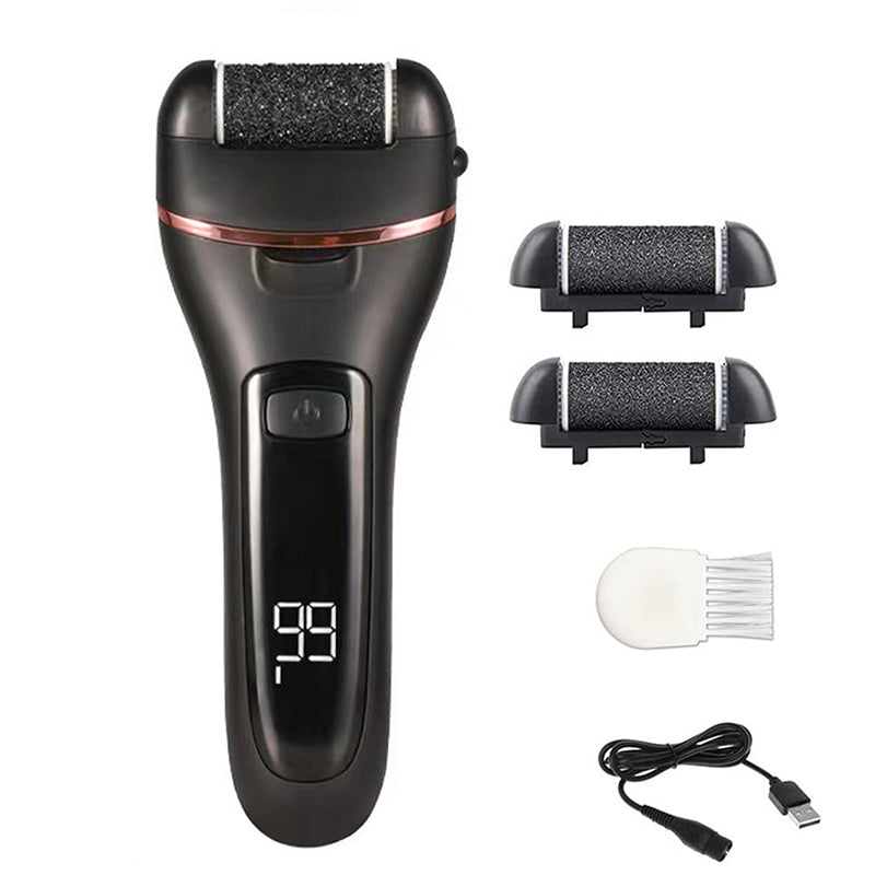 Black 3 Pcs Suit Electric Foot Callus Remover With Lcd Display Waterproof Pedicure Set Dual Speed Dead Skin Exfoliator F