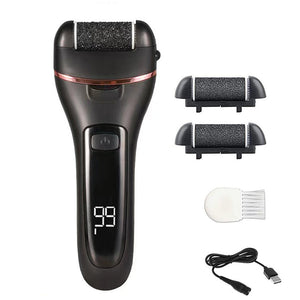 Black 3 Pcs Suit Electric Foot Callus Remover With Lcd Display Waterproof Pedicure Set Dual Speed Dead Skin Exfoliator F