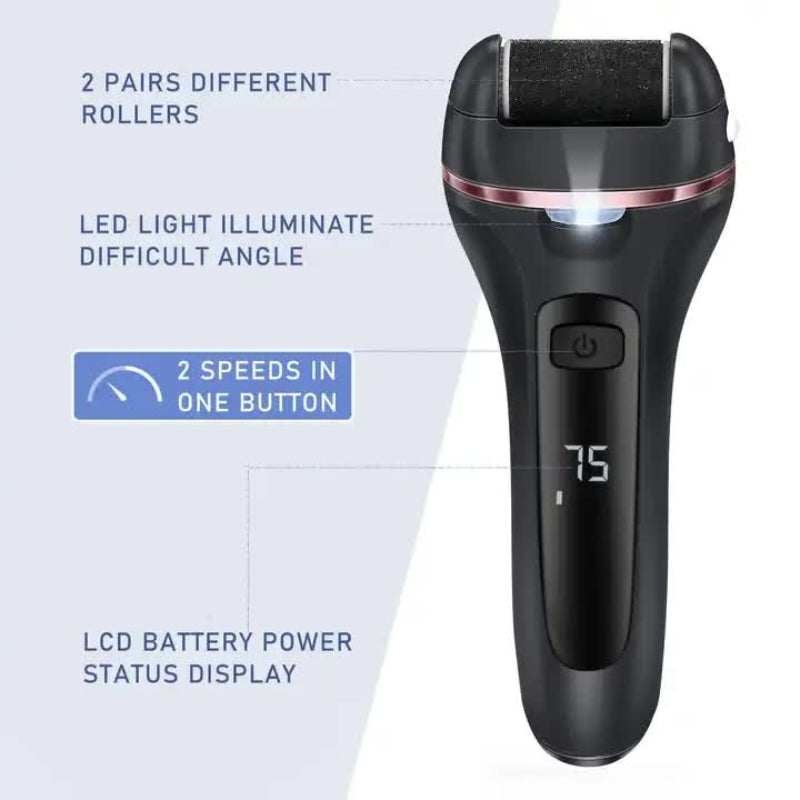 Black 3 Pcs Suit Electric Foot Callus Remover With Lcd Display Waterproof Pedicure Set Dual Speed Dead Skin Exfoliator F