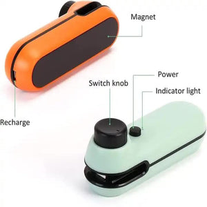 Orange Portable Mini Food Vacuum Sealer Convenient Household Snack Bag Sealing Machine