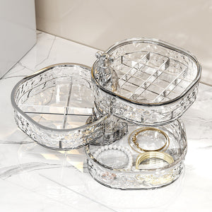 Veile Studios Transparent Three Layer Jewelry Organizer Box Stylish And Anti Oxidation Storage For Earrings Necklaces Ri