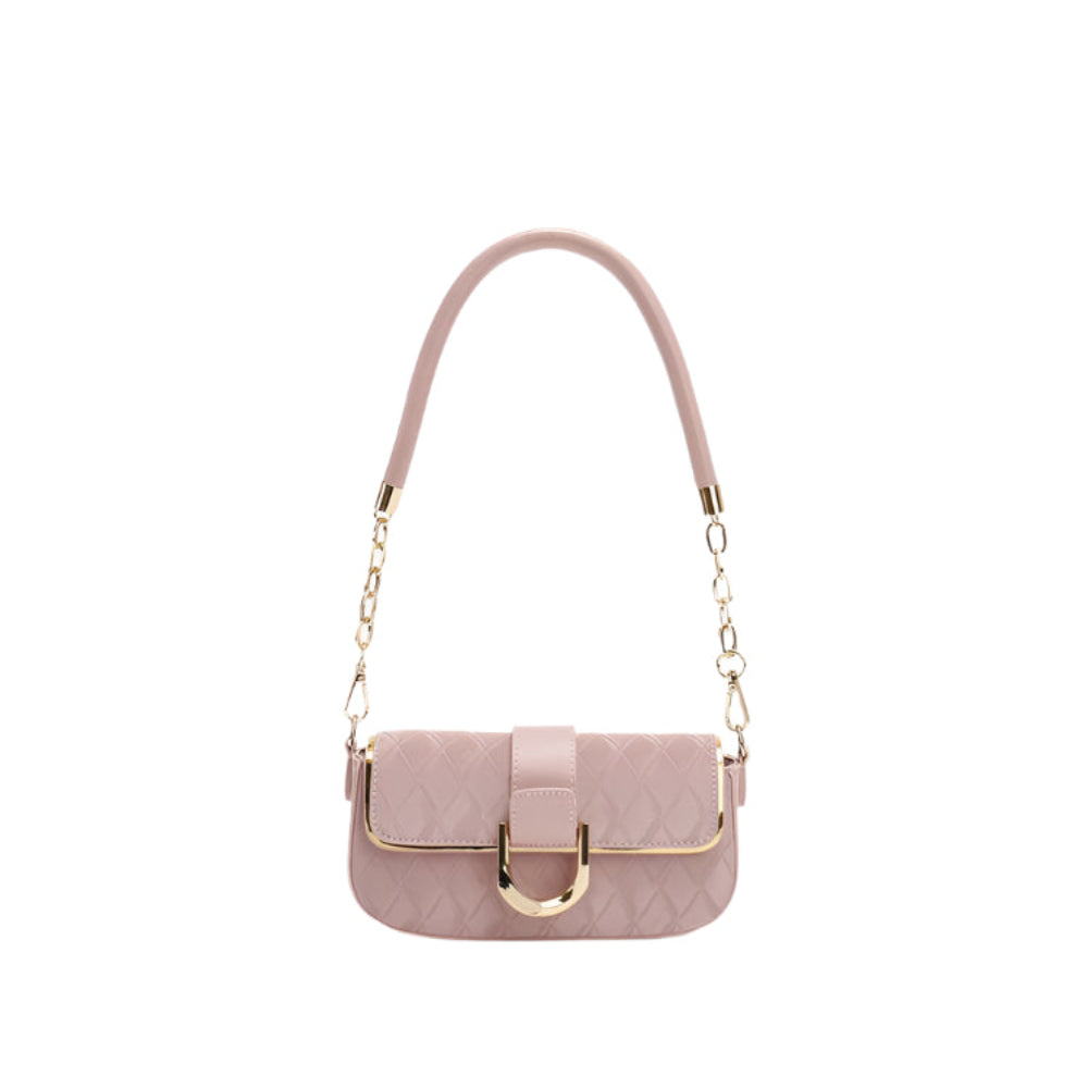 Pink Elegant Quilted Chain Shoulder Bag For Office Professionals | Simple And Fashionable Small Square Women