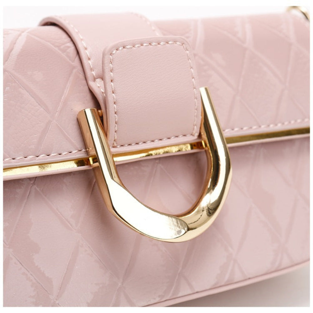 Pink Elegant Quilted Chain Shoulder Bag For Office Professionals | Simple And Fashionable Small Square Women