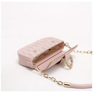 Pink Elegant Quilted Chain Shoulder Bag For Office Professionals | Simple And Fashionable Small Square Women