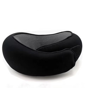 Black Hook-And-Loop Tape Memory Foam U Shaped Neck Pillow Travel Cushion Adjustable With Magnetic Therapy Cloth