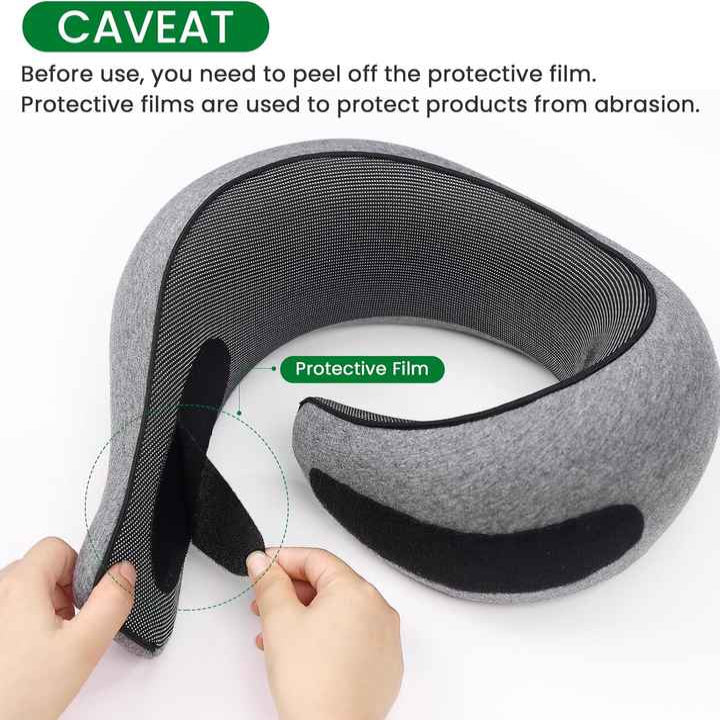 Black Hook-And-Loop Tape Memory Foam U Shaped Neck Pillow Travel Cushion Adjustable With Magnetic Therapy Cloth