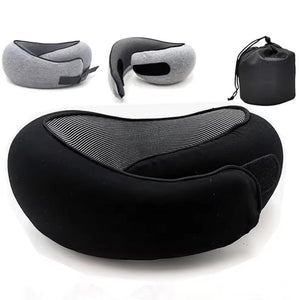 Dark Gray Hoo-And-Loop Tape Memory Foam U Shaped Neck Pillow Snail Travel Cushion For Airplane Office Nap Adjustable Wit