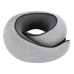 Light Gray Hook-And- Loop Tape Memory Foam U Shaped Neck Pillow Snail Travel Cushion For Airplane Office Nap Adjustable