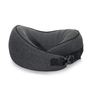 Dark Gray Buckle Tape Memory Foam U Shaped Neck Pillow Snail Travel Cushion For Airplane Office Nap And Adjustable With