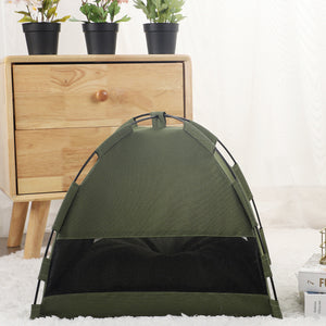 S Green Foldable Breathable Summer Pet Tent With Cooling Mat Portable Outdoor And Indoor Shelter