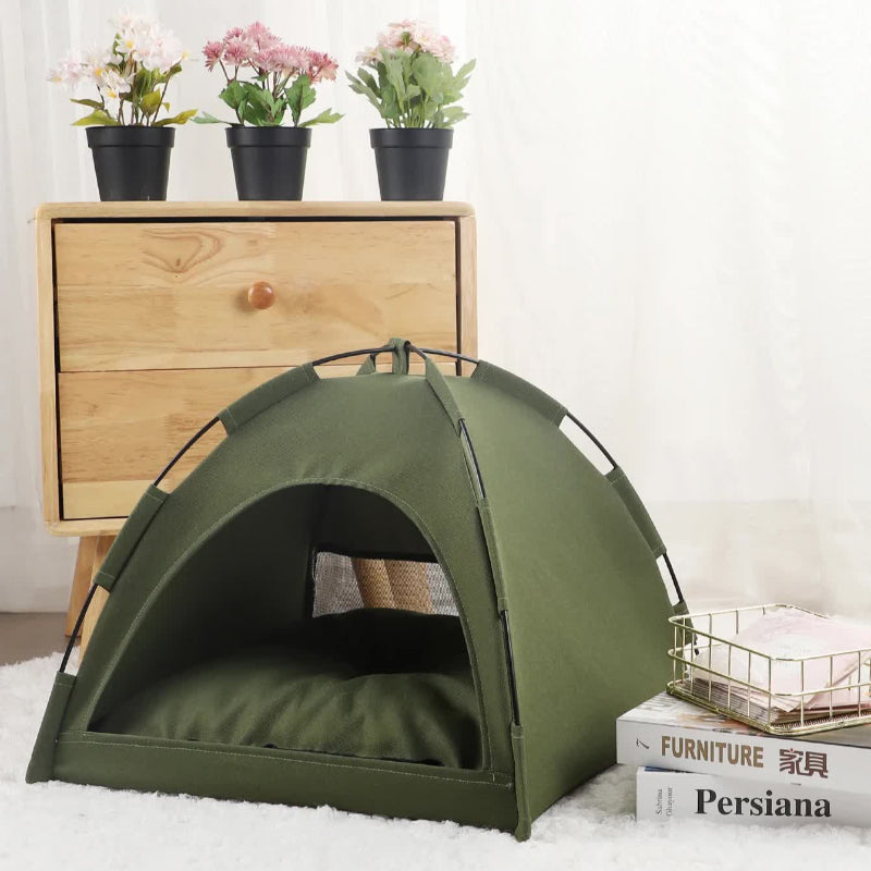 S Green Foldable Breathable Summer Pet Tent With Cooling Mat Portable Outdoor And Indoor Shelter