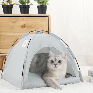 S Pewter Gray Foldable Breathable Summer Pet Tent With Cooling Mat Portable Outdoor And Indoor Shelter