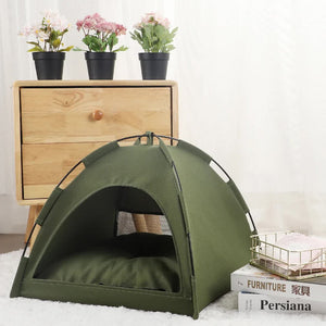 L Green Foldable Breathable Summer Pet Tent With Cooling Mat Portable Outdoor And Indoor Shelter