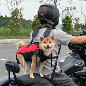 S Red Multifunctional Pet Backpack With Adjustable Straps Outdoor Assist Walking Harness Carrier For Dogs And Cycling