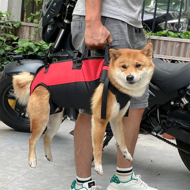 S Red Multifunctional Pet Backpack With Adjustable Straps Outdoor Assist Walking Harness Carrier For Dogs And Cycling