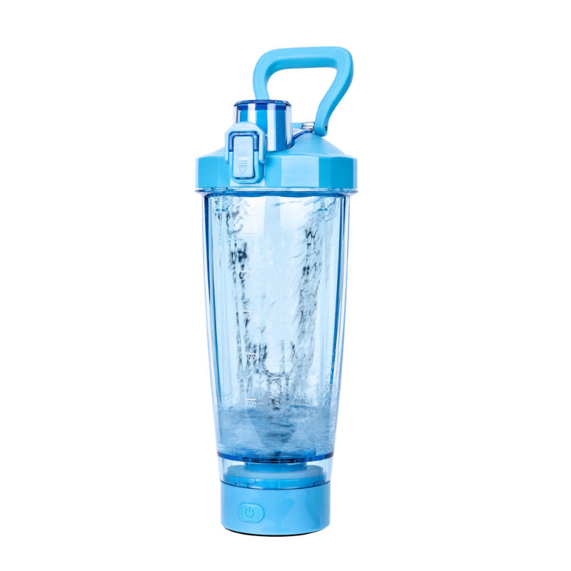 Blue Portable Electric Shaker Bottle Without Led Light 550Ml Sports Protein Mixer Cup For Gym And Travel