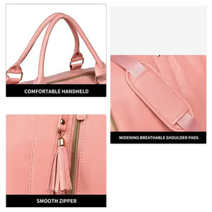 Pink Pu Leather Foldable Garment Bag Women's Travel Duffel With Suit Carrier Multi Function Storage