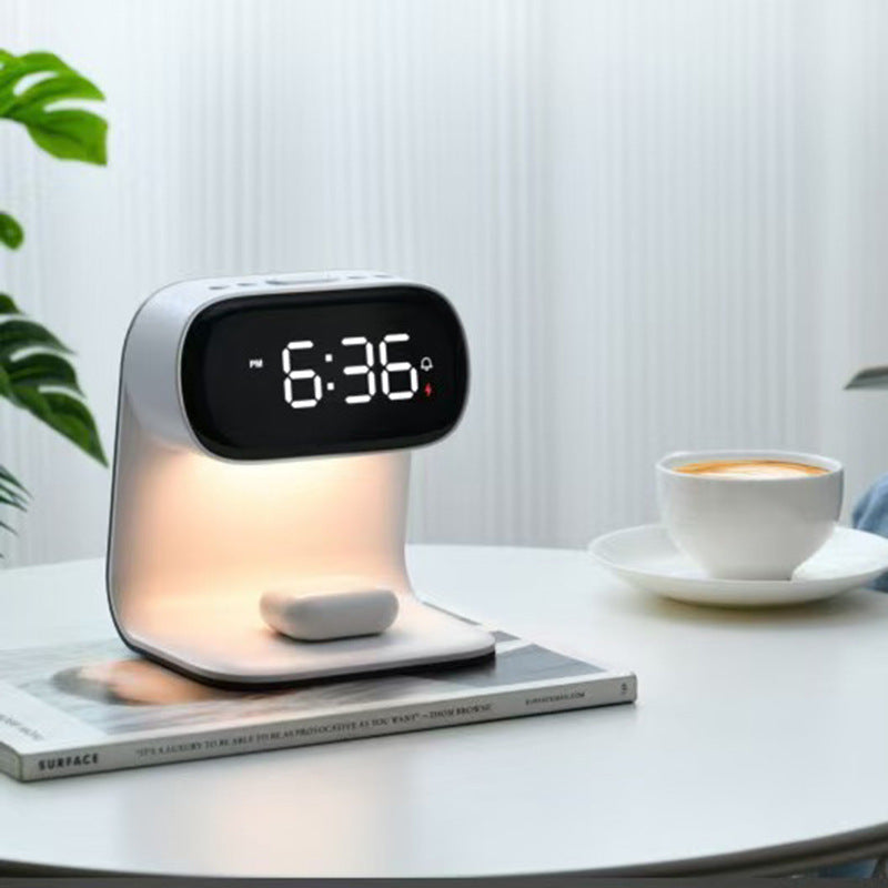 Smart Bedside Night Light With Alarm Clock & Wireless Charging Multifunctional Led Desk Lamp