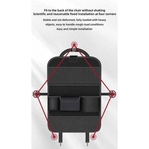 Grey Car Seat Back Organizer With Foldable Tray Leather Backseat Storage Bag Multi Pocket Vehicle