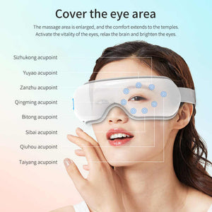 White Air Compression Eye Massager Heated With Vibration & Bluetooth Music Portable Care Device